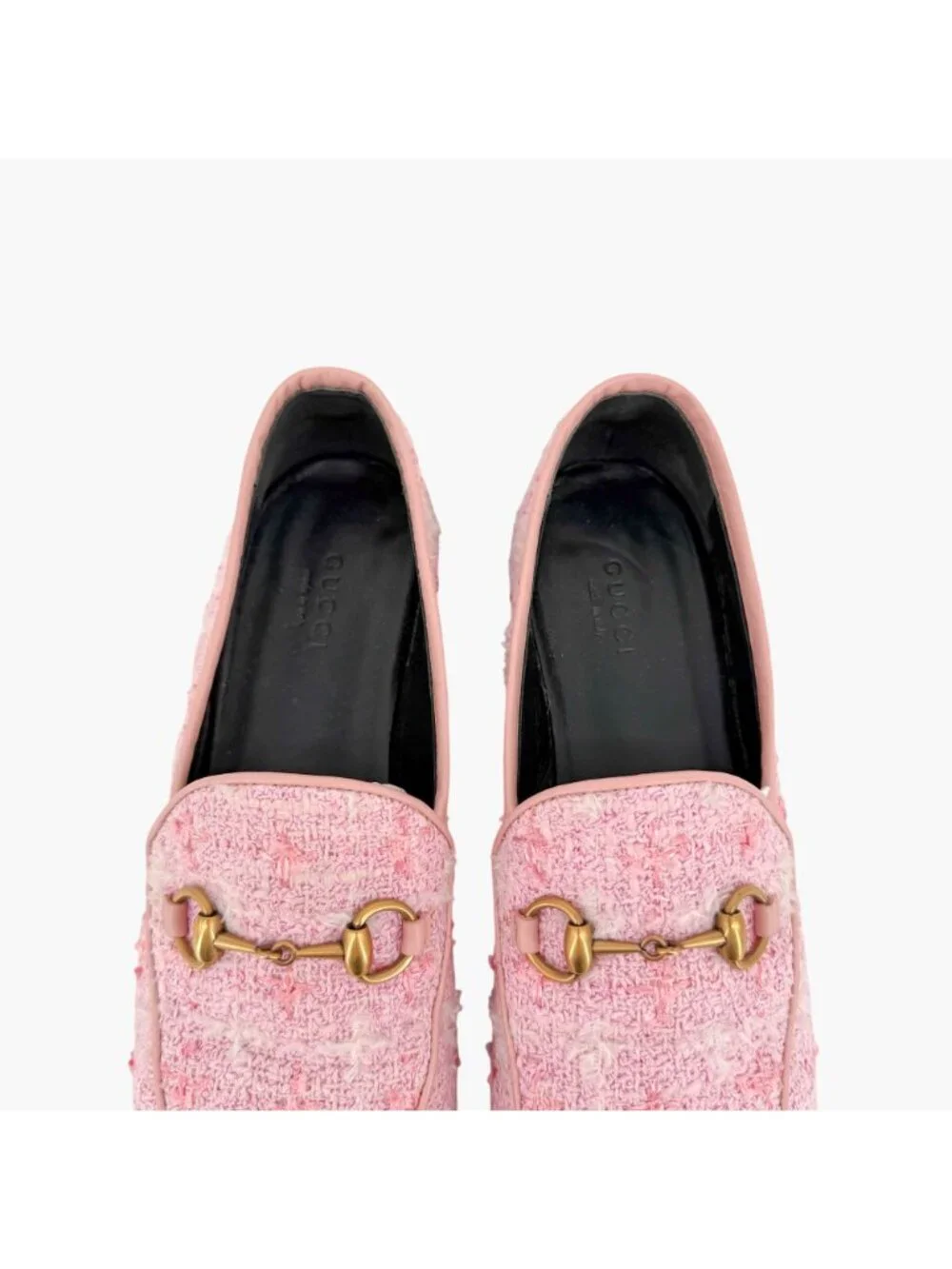 Gucci Jordaan Light Pink Tweed Horsebit Loafers Size 37 US 7 Women's Flats - Picture 5 of 15